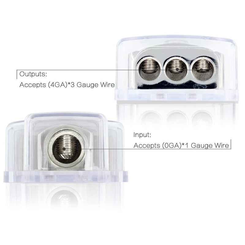 ZOOKOTO 1X0GA In/3X4GA Out Power Distribution Block, Auto Car Audio Amplifier 1 in 3 Ways Fuse Holder Circuit Protector (3 Way) - Image 3